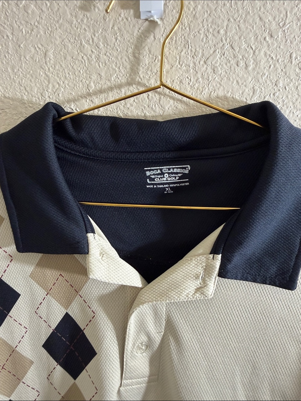 Izod Men’s Polo Shirt - Black & Cream Argyle